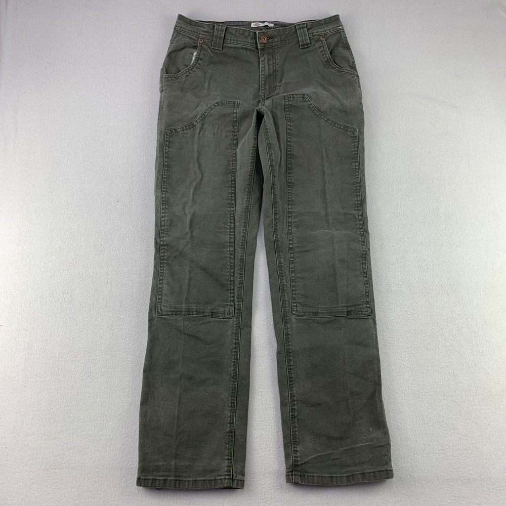 Dickies Double Knee Work Pants Womens 6R Green Utility Dungaree-Fit Canvas